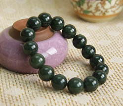 Free Shipping - green jadeite jade bracelet Green jadeite Jade Round bead prayer - £19.12 GBP