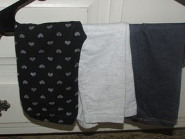 baby&#39;s 3 pair PANTS black w/silver hearts, gray, dk blue 24 months (clo ... - £7.01 GBP
