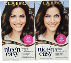 2 Clairol Nice &#39;N Easy 5N Medium Natural Brown Permanent Hair Color Cream - £20.77 GBP