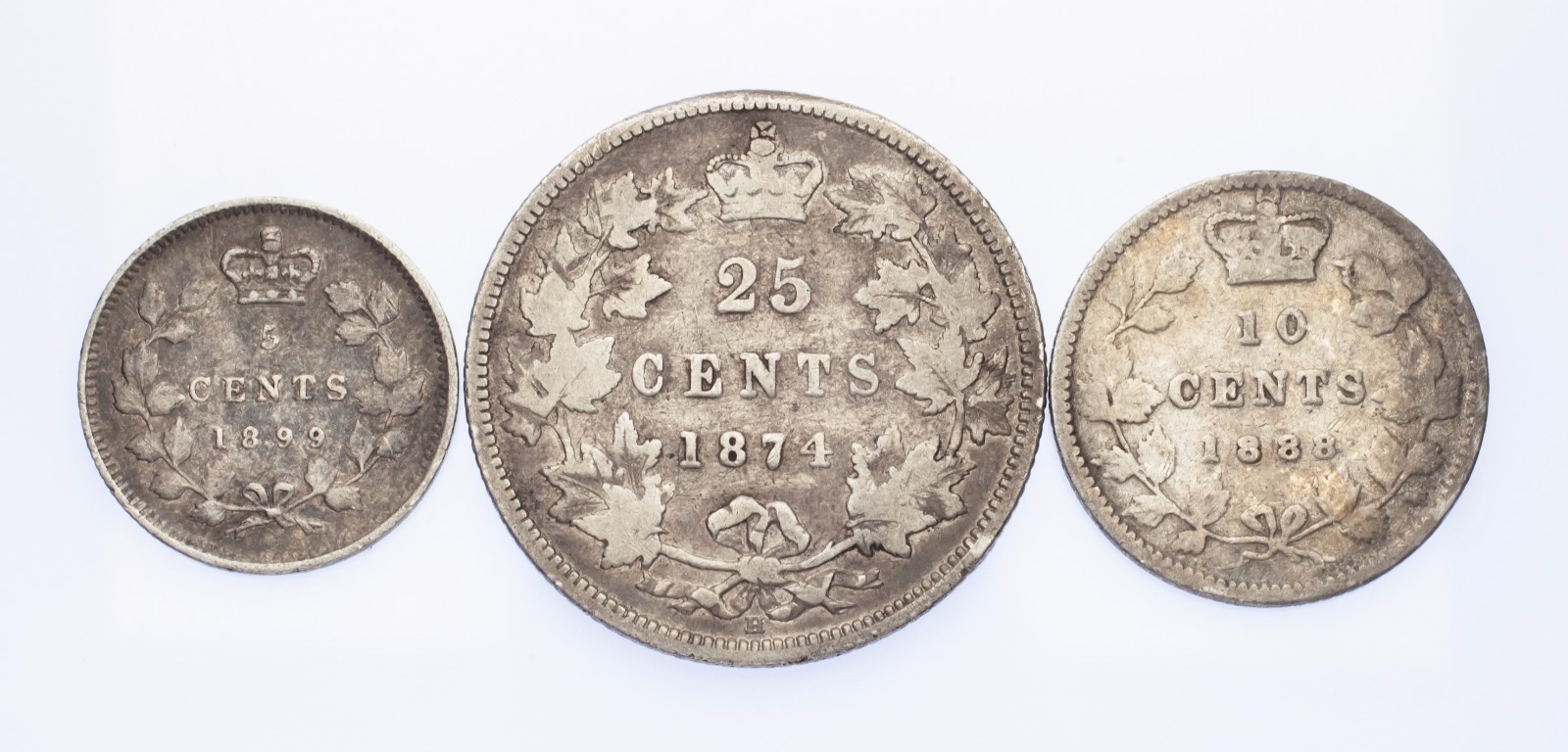 1899 5C,1888 10C,1874 25C Silver Canada Full of 3 Coins (Vg-Vf Condition)-
sh... Item image 4