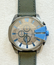 DIESEL DZ-4500 Mega Chief Men&#39;s Chronograph Watch w/ Olive Drab Nylon Strap - €76,78 EUR