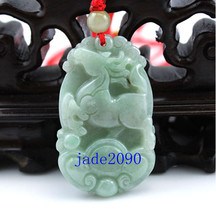 Free Shipping -  green jade , Natural green jadeite jade carved Horse charm Pend - £15.68 GBP