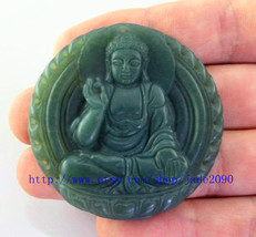 FREE SHIPPING - Tibetan Buddhism Natural dark green  jade luck Laughing Buddha   - £25.52 GBP