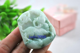 Free Shipping -  jadeite jade ox , Elegant Natural green ox jadeite jade charm P - £20.76 GBP