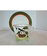 STANGL POTTERY TEACUP &amp; SAUCER ORCHARD SONG TRENTON NEW JERSEY BROWN GREEN - $13.54 CAD