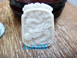 Free Shipping - white jadeite jade , Natural white jade Good luck Hand- carved A - £15.73 GBP