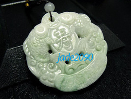 FREE SHIPPING - good luck Natural white jadeite jade carved  two Fish charm pend - £15.71 GBP