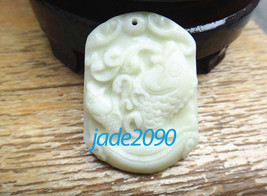 FREE SHIPPING - AAA Grade Natural white  jadeite jade carved  two Fish / Goldfis - £15.97 GBP