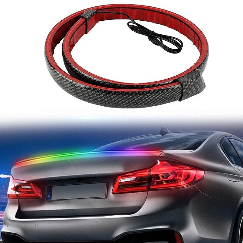 7 Color LED Carbon Fiber Look Trunk Tail Brake Light Rear Roof Spoiler ...