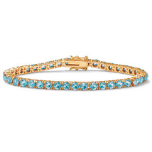 PalmBeach Jewelry Birthstone Gold-Plated Tennis Bracelet 7&quot; - £43.57 GBP
