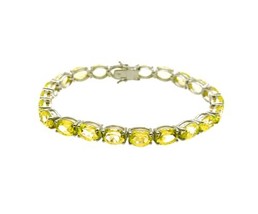 6x8 mm Oval Citrine Bracelet 925 Silver Citrine Tennis Bracelet Yellow Stone Bra - £69.32 GBP