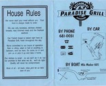Paradise Grill Menu PJ&#39;s Landing Marina Louisville Tennessee 1990&#39;s Car ... - £14.01 GBP