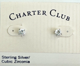 Solid 925 Sterling Silver Brilliant Cut 1/2 CT Cubic Zirconia Stud Earrings - £7.20 GBP
