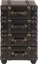 Black 16 X 13 X 28-Inch Deco 79 Wood Rectangular Chest With Leather Buckle - £200.46 GBP