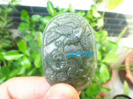 An item in the Jewelry & Watches category: Free Shipping - green jadeite jade Hand- carved Natural green Dragon and Phoenix