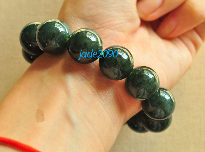 Free Shipping - 100% Nice Grade AAA Natural dark Green Jadeite Jade charm Bracel - $25.99