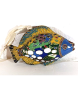 Vintage Colorful CLOISONNE ENAMELED FISH ORNAMENT Large Pendant 4&quot; x 2.5... - €19,79 EUR