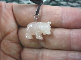 (an-ele-3) baby ELEPHANT PINK Quartz carving Pendant NECKLACE FIGURINE g... - $7.70