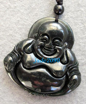Free Shipping - hand carved black jadeite jade good luck Amulet Hand carved Laug - $15.99