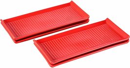Porcelain 10.5&quot; x 5&quot; Grill Lines Platter Set of 4 Serving Trays Red - £49.54 GBP