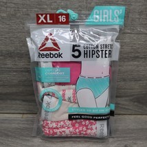 Reebok Girls Size XL 16 Cotton Hipster 5-Pack Stretch Panties Nip - £17.81 GBP