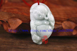 FREE SHIPPING - Natural light green  jade Happy /  happiness /  Compassion buddh - £20.43 GBP