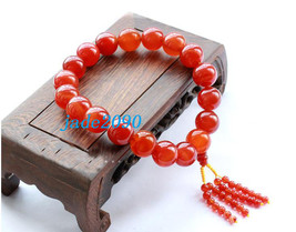 Free Shipping - good luck 100% natural RED jade Prayer Beads charm bracelet - ja - £23.98 GBP