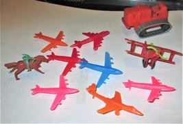 Collection of 1940&#39;s Toys - 8 airplanes, 1 indian &amp; 1 tractor - £3.59 GBP