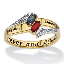 Personalized Birthstone Diamond 18K Gold Sterling Silver Ring Size 5 6 7 8 9 10 - £224.36 GBP