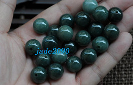 Free Shipping - handmade 15mm green jade bead Grade AAA Natural dark Green jade  - £47.13 GBP