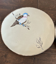 Spectrum Designz 11&quot; Dinner Plate Beige with Blue Bird New Set Of 2 - £31.40 GBP