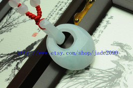 Free shipping - good luck Real natural  White jadeite jade twin round charm jade - $26.00