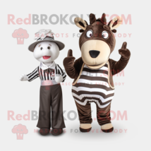 Brown Zebra mascot costume character dressed with a Empire Waist Dress and Ties - £990.11 GBP