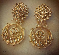 Kundan jewelry earrings bridal set Poojavi Online Sell white beads4 - £33.92 GBP