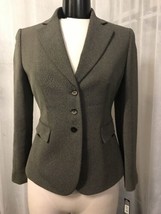 Tahari Nicholson Women&#39;s Blazer Gray Lined 3 Button Blazer Size 4P NWT $280 - $97.76