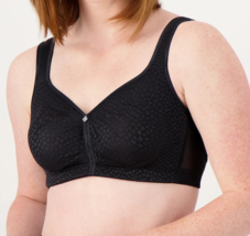 Breezies Wirefree Diamond Shimmer Unlined Support Bra- BLACK, 36D (A561421) - £15.81 GBP