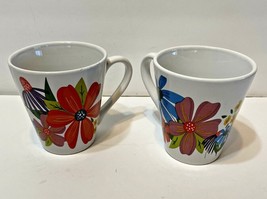 Royal Norfolk Set of 2 Coffee Tea Cups Mugs Floral Bright Colors 12 Oz. - £11.38 GBP