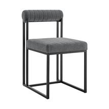 Set of Two Gray And Black Upholstered Polyester Open Back Dining Side Chairs - $14,712.42 MXN