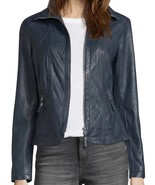 Leather Jacket Women Womens Biker Size Moto Motorcycle Soft Vintage Zip ... - $2,580.42 MXN