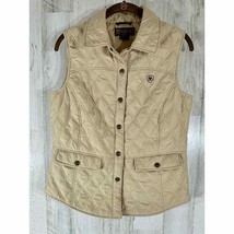 Ariat Womens Quilted Lined Vest Size Medium Tan Snap Front Lightweight READ - £19.30 GBP