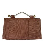Vintage Zambos &amp; Siega Faux Snakeskin Brown Clutch Bag Metal Handle 13x8... - €33,52 EUR