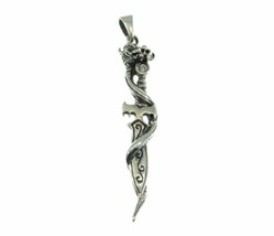 Handcrafted Solid 925 Sterling Silver 3D Baphomet Snake Dagger Sword Pendant - $27.45