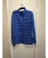 Rank 45 Men&#39;s L Blue 1/4 Zip Fleece Geometric Print Pullover Front Pocke... - €46,73 EUR