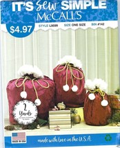 McCalls Sewing Pattern L9599 Holiday Gift Bags - $9.74