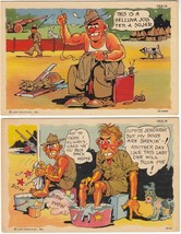 (2) Vintage C.T. Army Comics (USA-14 &amp; USA-18) Curt Teich Color Linen Postcards - £10.60 GBP