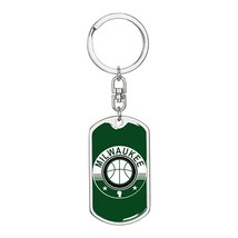 Milwaukee Basketball Swivel Keychain Dog Tag Stainless Steel or 18k Gold - £45.30 GBP