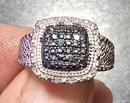 SALE!!! Natural Blue and White Diamond Ring .24ct sz8  - $199.99