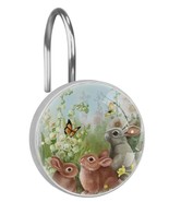 Rabbit Butterfly Flowers Shower Curtain Hooks Set of 12 - £14.37 GBP