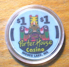 (1) $1. Porter House Casino Chip - Moses Lake, Washington - 2004 - £6.23 GBP