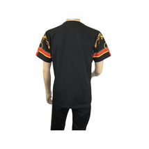 Men LAVERITA European Fashion Crew Shirt Rhine Stones Chain Florals 12085 Black image 10